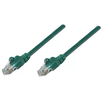 Kabel krosowy sieciowy Intellinet, Cat6, 0,25 m, zielony, CCA, U/UTP, PVC, RJ45, pozłacane styki, bezzaczepowy, z osłoną, dożywotnia gwarancja