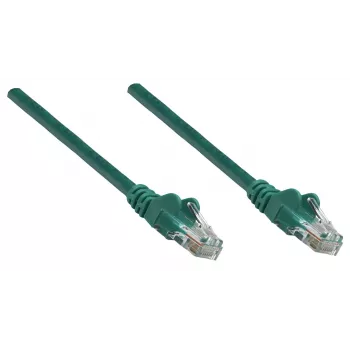 Kabel krosowy sieciowy Intellinet, Cat6, 0,25 m, zielony, CCA, U/UTP, PVC, RJ45, pozłacane styki, bezzaczepowy, z osłoną, dożywotnia gwarancja
