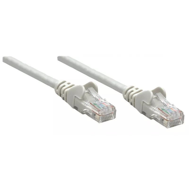 Intellinet Network kabel krosowy, Cat5e, 0,25 m, szary, CCA, U/UTP, PVC, RJ45, pozłacane styki, snagless, osłona, dożywotnia gwarancja