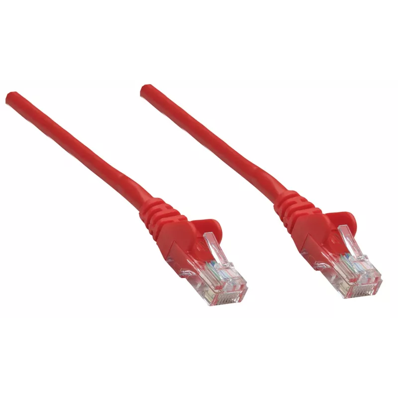 Intellinet Network kabel krosowy, Cat6, 0.25m, Czerwony, CCA, U/UTP, PVC, RJ45, Złocone Styki, Snagless, Booted, Dożywotnia Gwarancja