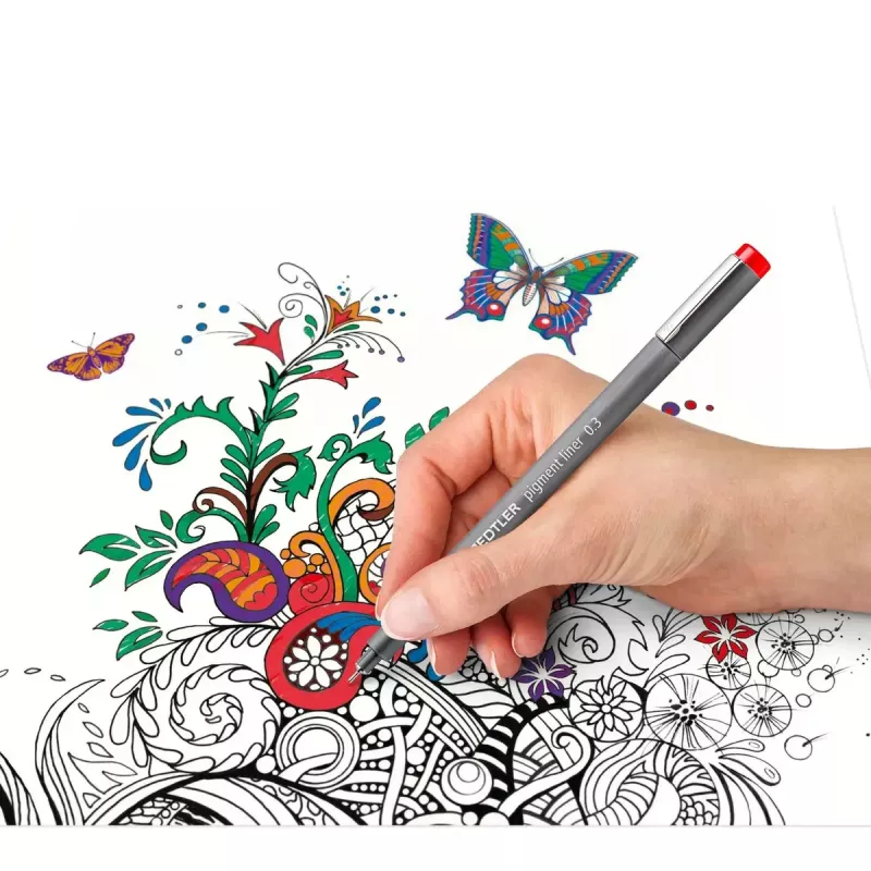 Fineliner Staedtler Pigment Liner 30803-SSB6 niebieski brązowy zielony pomarańczowy czerwony fioletowy