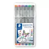 Fineliner Staedtler Pigment Liner 30803-SSB6 niebieski brązowy zielony pomarańczowy czerwony fioletowy