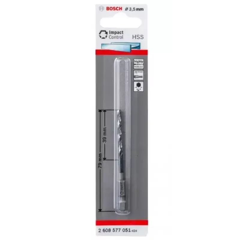 Bosch 2608577051 metalowy wiertło kręte 3,5 mm, 79 mm długości całkowitej