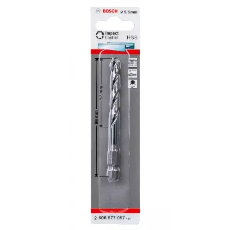 Wiertło kręte Bosch HSS z chwytem sześciokątnym 5,5 mm