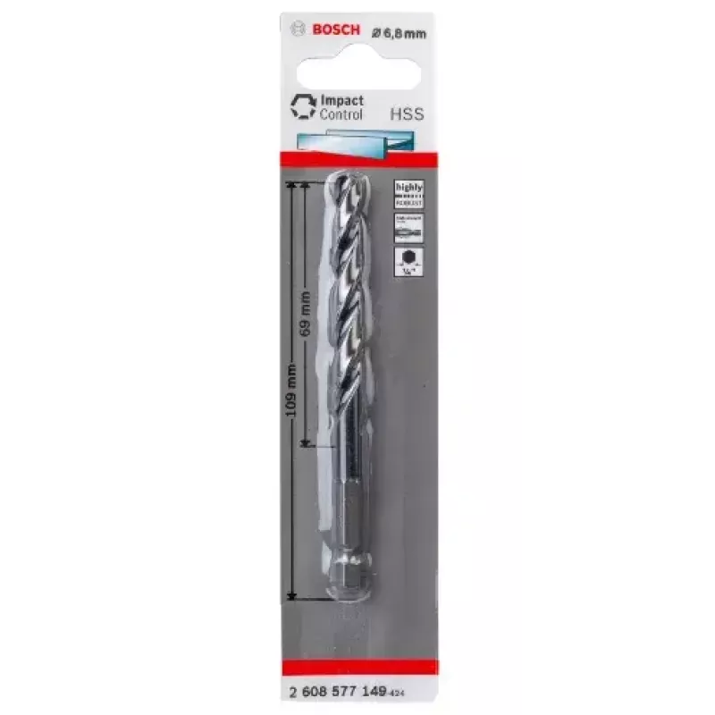 Wiertło kręte Bosch HSS z chwytem sześciokątnym 6,8 mm