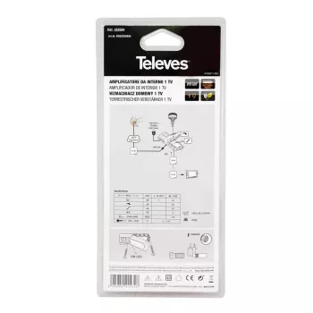 Wzmacniacz sygnału telewizyjnego Televes 553504 88 - 1006 MHz Złącze F AC 220 - 230 V