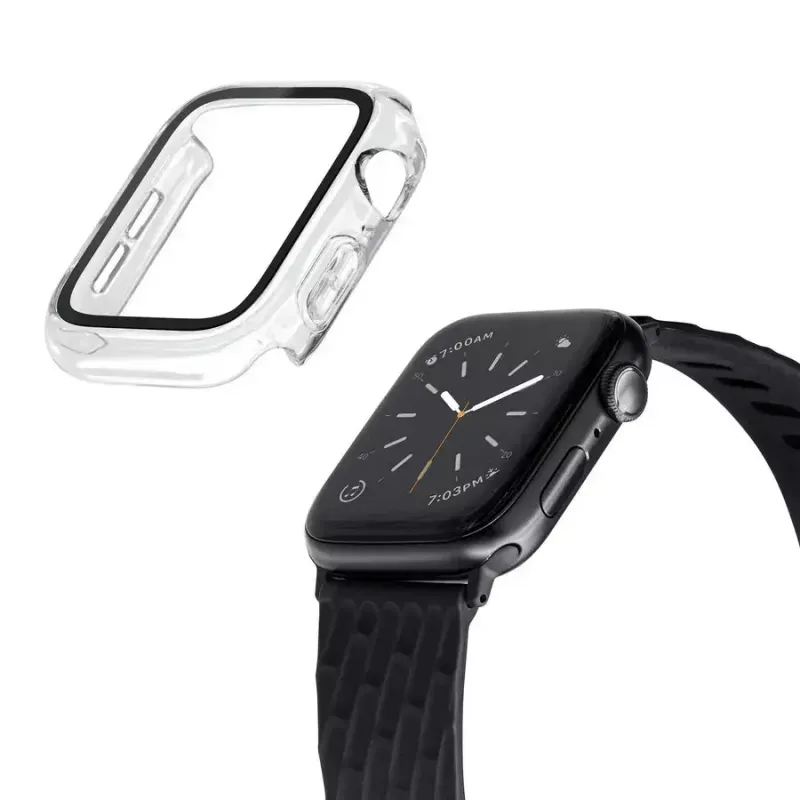 Etui LAUT Shield do smartwatcha — przezroczyste szkło i poliwęglan, kompatybilne z Apple Watch 40–41 mm