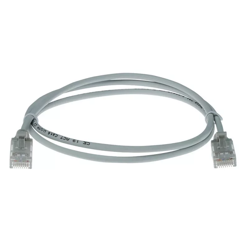 ACT szary 10 m LSZH U/UTP CAT6 wąski kabel krosowy do centrów danych z bezpieczną wtyczką ze złączami RJ45
