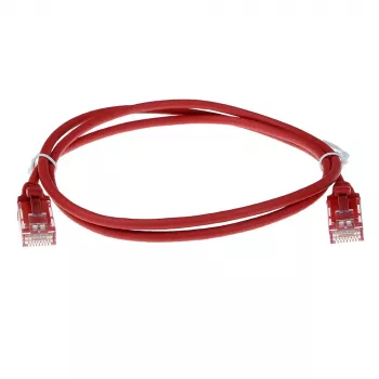 ACT czerwony 7m LSZH U/UTP CAT6 kabel krosowy slimline do centrów danych z zatrzaskowymi złączami RJ45