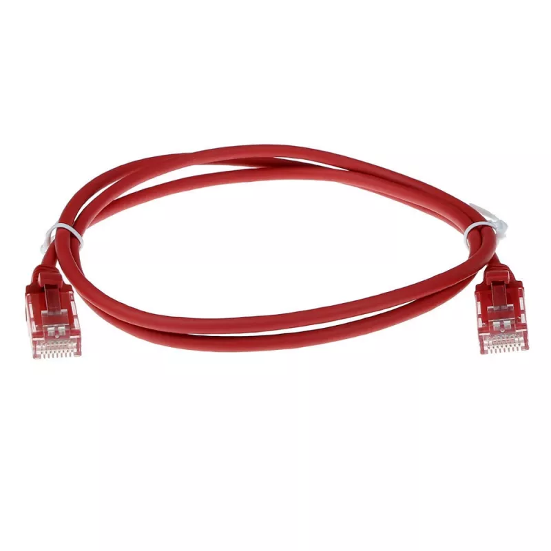 ACT czerwony 7m LSZH U/UTP CAT6 kabel krosowy slimline do centrów danych z zatrzaskowymi złączami RJ45