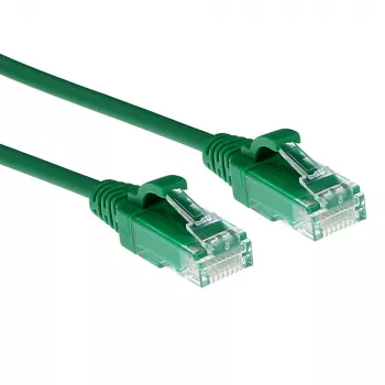 ACT zielony 7 metrów LSZH U/UTP CAT6 slimline patch kabel do centrów danych z wtykami RJ45 bez zaczepów