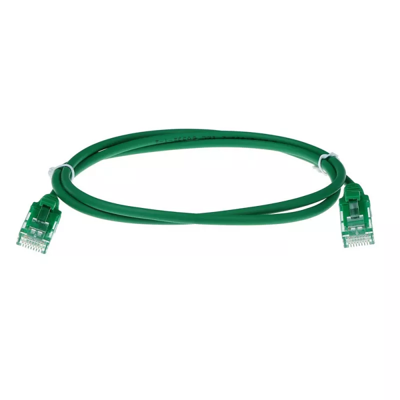 ACT zielony 7 metrów LSZH U/UTP CAT6 slimline patch kabel do centrów danych z wtykami RJ45 bez zaczepów