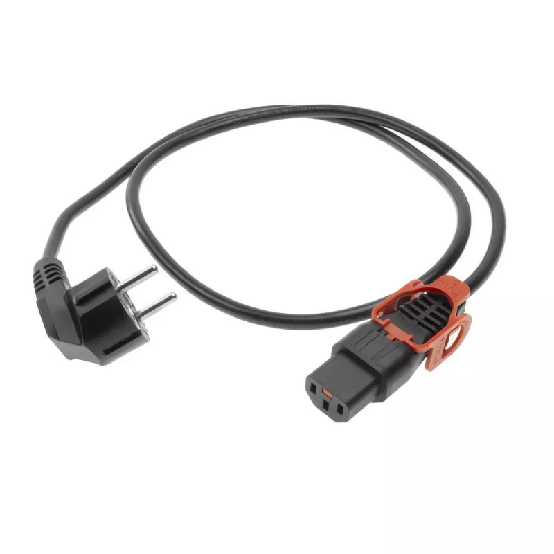 ACT Powercord CEE 7/7 wtyk męski (kątowy) - C13 IEC Lock+ czarny 1 m, EL341S