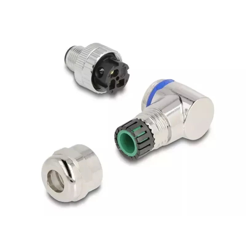 DeLOCK M12 Connector A-coded 3 pin male 90° kątowy metal