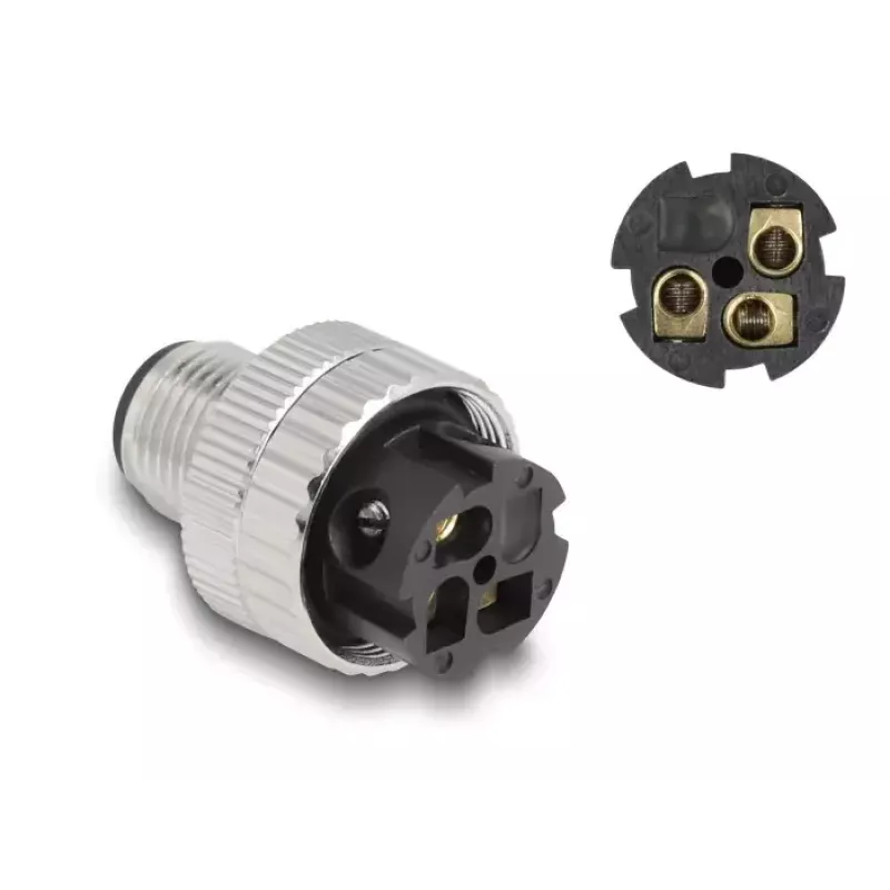 DeLOCK M12 Connector A-coded 3 pin male 90° kątowy metal