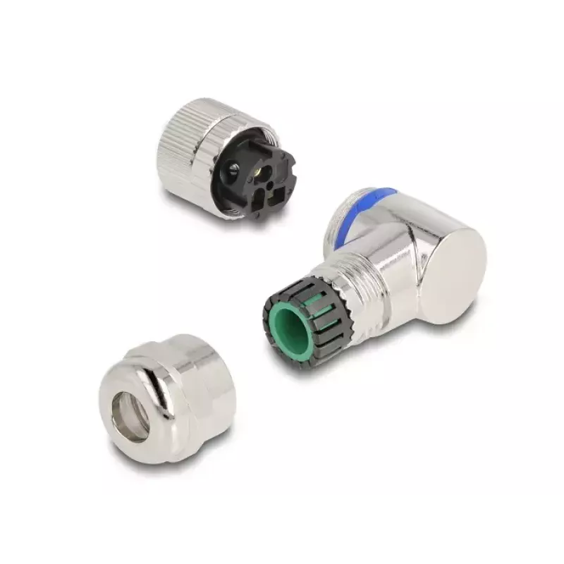 DeLOCK M12 Connector A-coded 3 pin female 90° kątowy metal