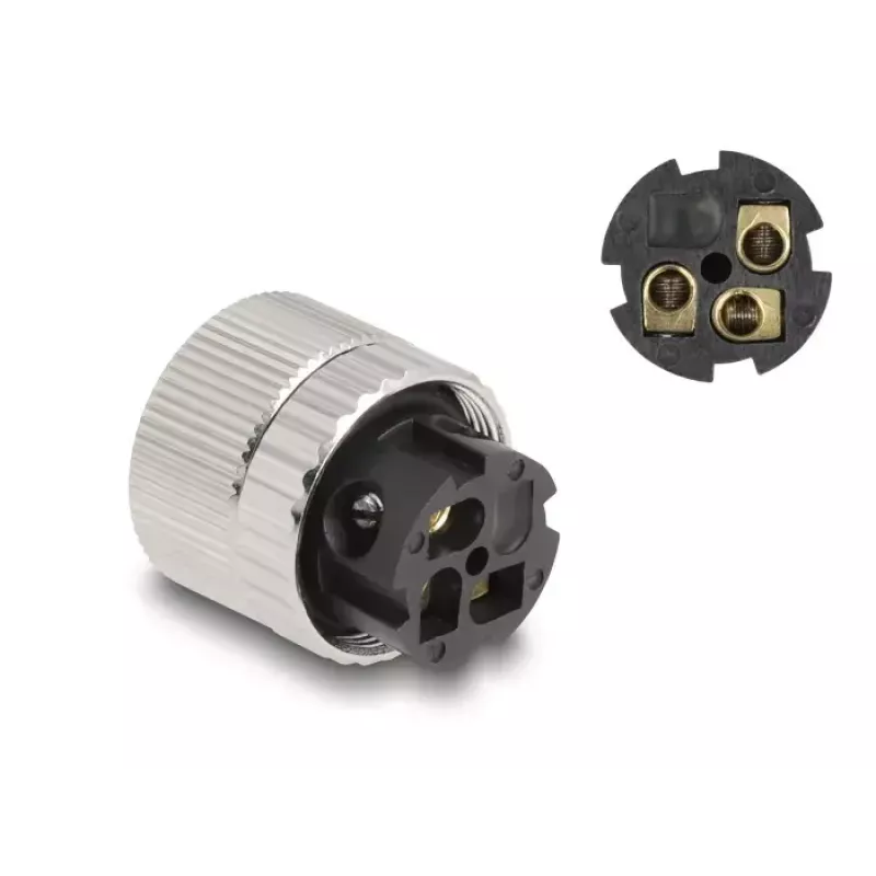 DeLOCK M12 Connector A-coded 3 pin female 90° kątowy metal