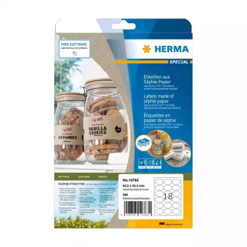 Etykieta samoprzylepna HERMA 10763 Trwały Brązowy 360 szt. Eliptyczna 63,5x42,3mm