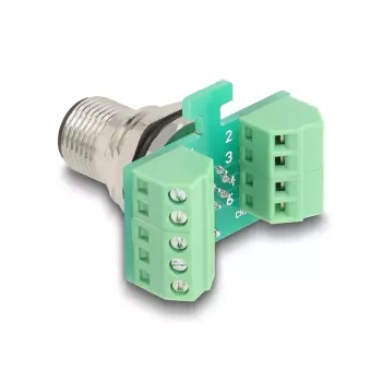 DeLOCK M12 moduł przejściowy adapter 8-pin A-kodowany wtyk na 9-pin listwę zaciskową