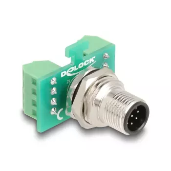 DeLOCK M12 moduł przejściowy adapter 8-pin A-kodowany wtyk na 9-pin listwę zaciskową