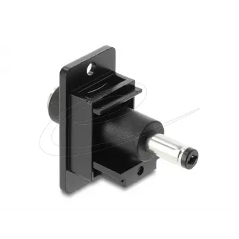 Moduł Keystone DELOCK 91121 — płaski wtyk DC 5,5 x 2,5 mm, czarny, 19,1×42,3×35,5 mm