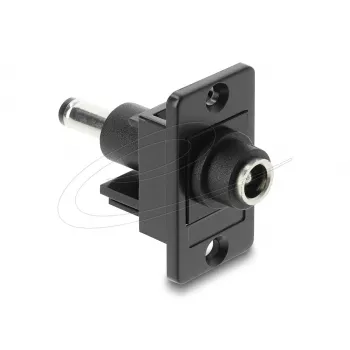 Moduł Keystone DELOCK 91121 — płaski wtyk DC 5,5 x 2,5 mm, czarny, 19,1×42,3×35,5 mm