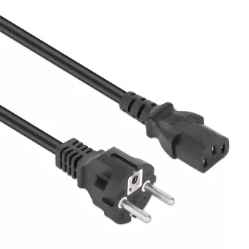 Przewód zasilający Manhattan, wtyczka Euro 2-pin (CEE 7/4 Schuko) do C13 żeńska (kabel zasilający), 5 m, 10 A, czarny, dożywotnia gwarancja
