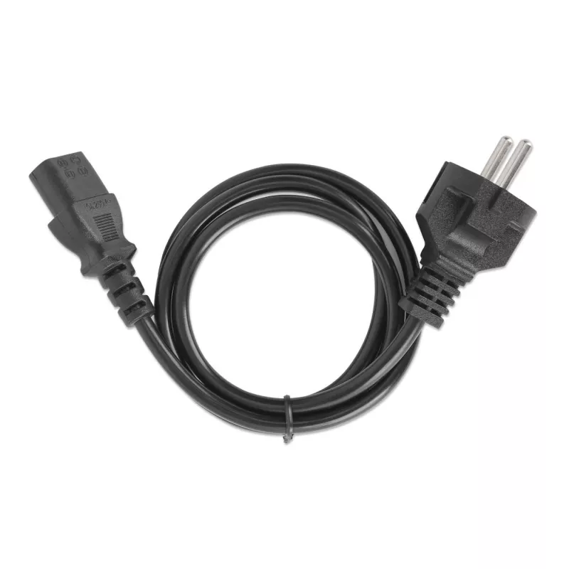 Przewód zasilający Manhattan, wtyczka Euro 2-pin (CEE 7/4 Schuko) do C13 żeńska (kabel zasilający), 5 m, 10 A, czarny, dożywotnia gwarancja