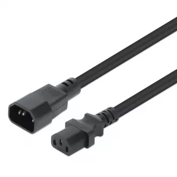 Przewód zasilający Manhattan, wtyk C14 męski na gniazdo C13 żeńskie (kabel kettle), Monitor do CPU, 5 m, 10 A, Czarny, Przewód, Dożywotnia gwarancja