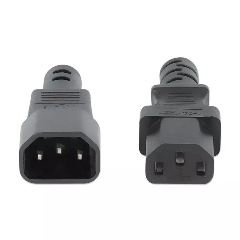 Przewód zasilający Manhattan, wtyk C14 męski na gniazdo C13 żeńskie (kabel kettle), Monitor do CPU, 5 m, 10 A, Czarny, Przewód, Dożywotnia gwarancja