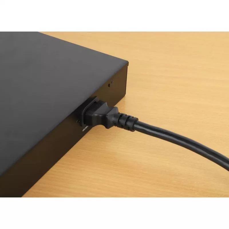 Przewód zasilający Manhattan, wtyk C14 męski na gniazdo C13 żeńskie (kabel kettle), Monitor do CPU, 5 m, 10 A, Czarny, Przewód, Dożywotnia gwarancja