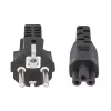 Manhattan Kabel zasilający, wtyczka europejska 2-pin (CEE 7/7 Schuko) do C5 żeńskiego (koniczynka/trijangular), 1m, 2.5A, Przewód, Dożywotnia gwarancja
