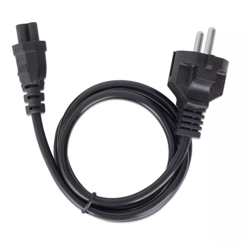 Manhattan Kabel Zasilający, Wtyczka Euro 2-stykowa (CEE 7/4 Schuko) na C5 (żeńska/koniczynka/trójkątna), 3m, 2.5A, Przewód, Dożywotnia Gwarancja