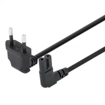 Kabel zasilający Manhattan (kątowy), wtyczka Euro 2-pin (CEE 7/16 Euro 8) do gniazda C7 żeńskiego (ósemka), 3 m, 2,3 A, czarny, przewód, dożywotnia gwarancja