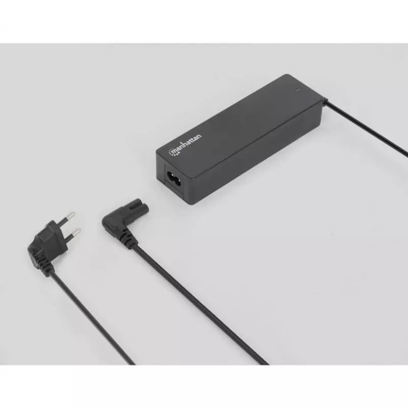 Kabel zasilający Manhattan (kątowy), wtyczka Euro 2-pin (CEE 7/16 Euro 8) do gniazda C7 żeńskiego (ósemka), 3 m, 2,3 A, czarny, przewód, dożywotnia gwarancja