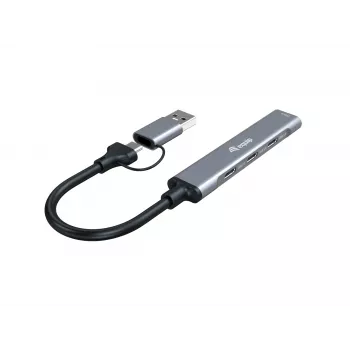 Koncentrator USB 3.2 Gen 1 4-portowy EQUIP — 3× USB‑C + 1× USB‑A, 5 Gbit/s, aluminium, szary