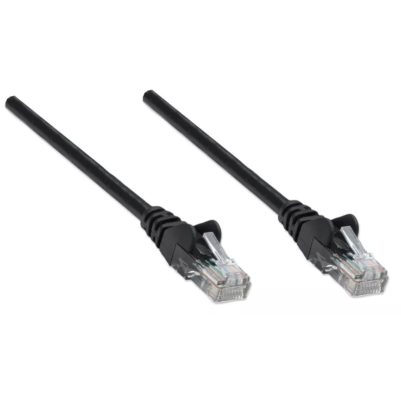 Intellinet kabel krosowy sieciowy, Kat. 5e, 20 m, czarny, CCA, U/UTP, PVC, RJ45, pozłacane styki, bez zaczepów, osłonięty, dożywotnia gwarancja