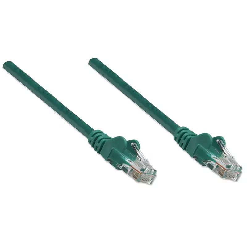 Kabel krosowy sieciowy Intellinet, Cat5e, 20m, zielony, CCA, U/UTP, PVC, RJ45, pozłacane styki, bez zaczepów, z osłoną, dożywotnia gwarancja