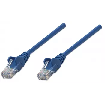 Intellinet Network kabel krosowy, Cat5e, 20m, niebieski, CCA, U/UTP, PVC, RJ45, pozłacane styki, zabezpieczenie przed zaczepianiem, osłonka na wtyku, dożywotnia gwarancja