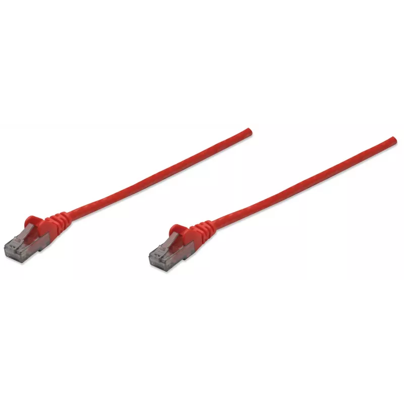Intellinet Sieciowy kabel krosowy, Cat6, 10m, czerwony, CCA, U/UTP, PVC, RJ45, pozłacane styki, bezzaczepowa osłona, wzmocniona, dożywotnia gwarancja