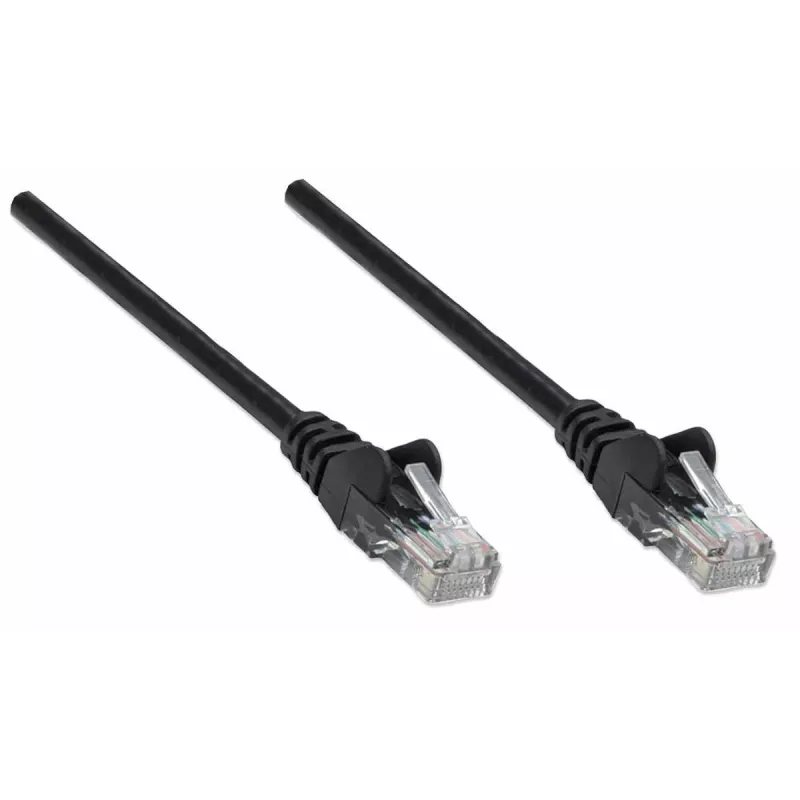 Intellinet Network kabel krosowy, Cat5e, 15m, Czarny, CCA, U/UTP, PVC, RJ45, Pozłacane Styki, Niezaczepialny, Osłona, Dożywotnia Gwarancja