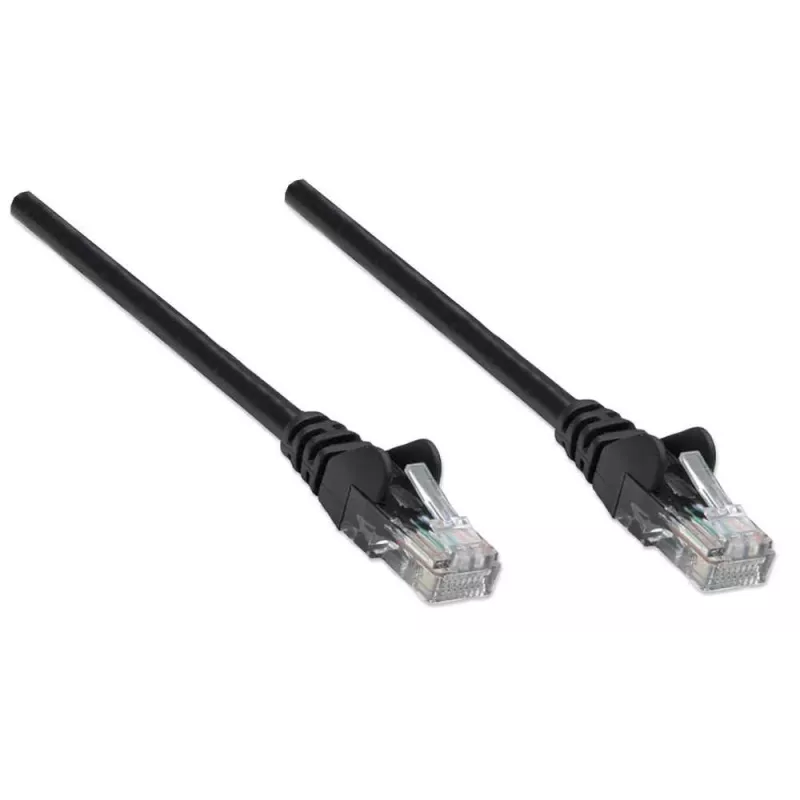 Kabel krosowy Intellinet Network kabel krosowy, Cat5e, 0,5 m, czarny, CCA, U/UTP, PVC, RJ45, pozłacane styki, bezzaczepowa osłona, zabezpieczona, dożywotnia gwarancja