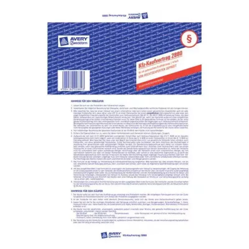 Papier rejestracyjny Avery 2880