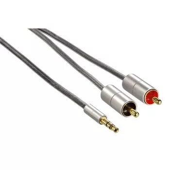 Audio kabel Hama 00080864 1m 3.5mm to 2 x RCA srebrny