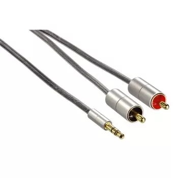 Hama 00080865 kabel audio 2 m 3,5 mm 2 x RCA srebrny