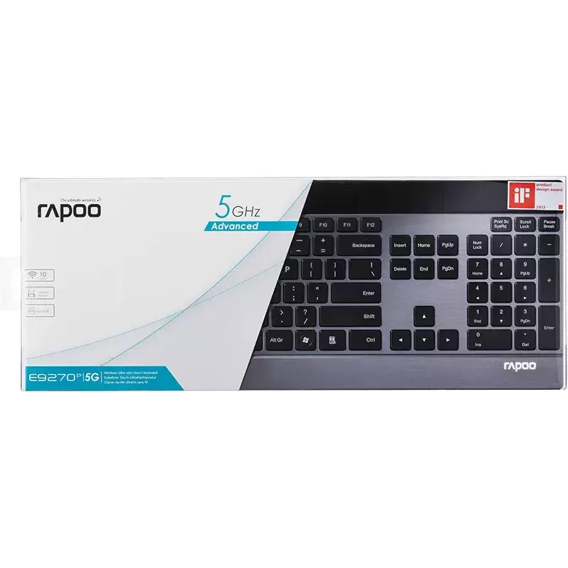 Klawiatura Rapoo E9270P RF Bezprzewodowa QWERTZ Niemiecka Czarna Srebrna