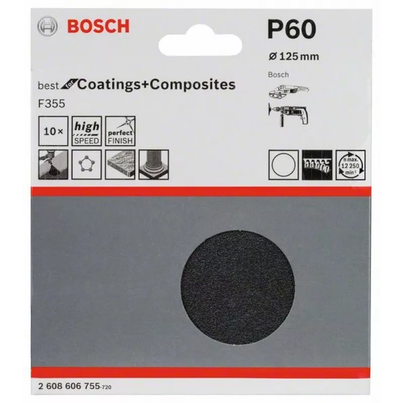 Bosch 2 608 606 755 ręczne akcesoria szlifierskie Arkusz ścierny P60 10 szt.