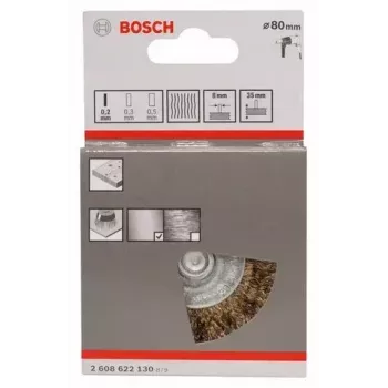 Bosch 2 608 622 130 Szczotka tarczowa, drut falowany mosiężny, 80 mm, trzpień 6 mm