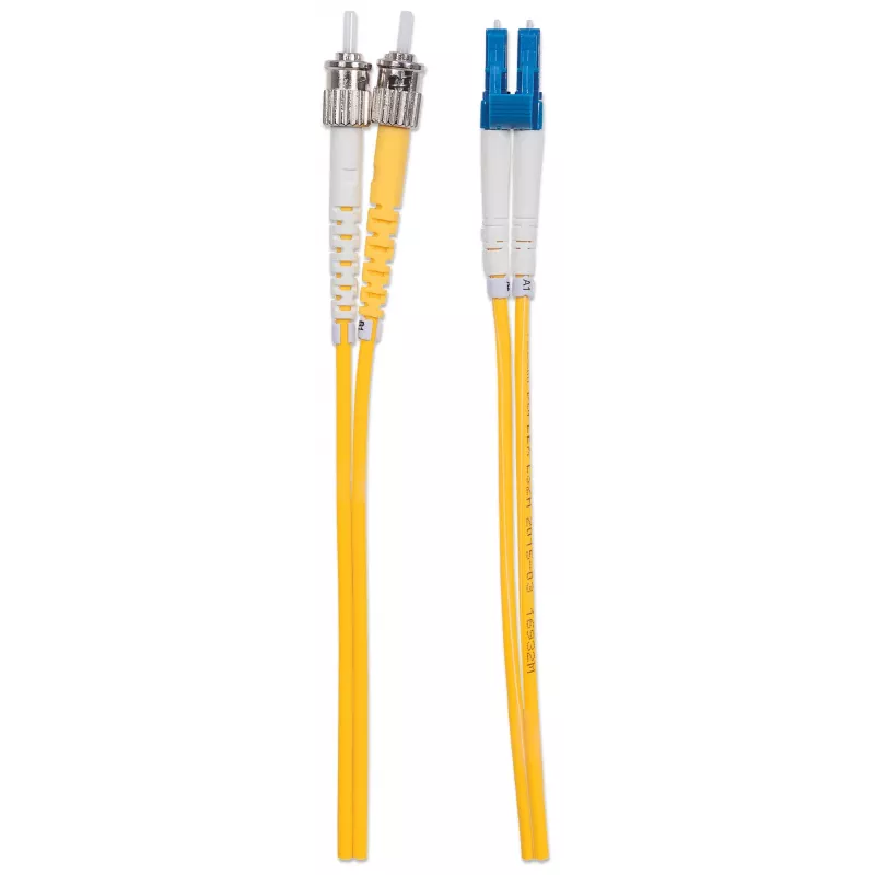 Intellinet światłowodowy kabel krosowy, OS2, LC/ST, 5 m, żółty, duplex, jednomodowy, 9/125 µm, LSZH, włókno, dożywotnia gwarancja