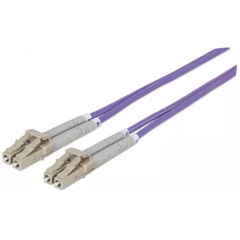 Intellinet Kabel światłowodowy krosowy, OM4, LC/LC, 5 m, fioletowy, duplex, wielomodowy, 50/125 µm, LSZH, światłowód, dożywotnia gwarancja